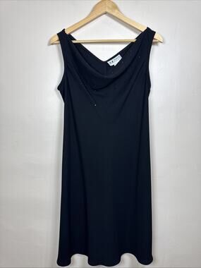 VTG S.L. Fashions Womens Dress LBD Midi Cowl Neck Rhinestone Formal 90s Y2K